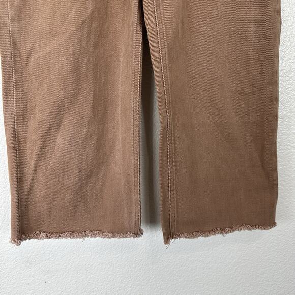Tiger Mist Jeans Womens XS Brown Orange Wide Leg Raw Hem High Rise Boho - Picture 4 of 10